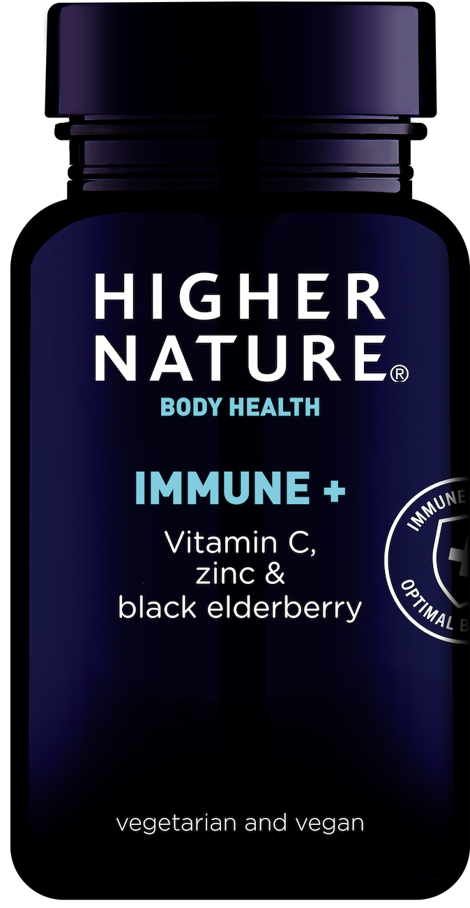 immune + c-vitamiini, tsingi ja musta leedrimarjaga Higher Nature